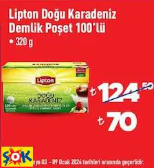 LİPTON DOĞU KARADENİZ DEMLİK POŞET ÇAY 100’LÜ • 320 G LİPTON DOĞU KARADENİZ DEMLİK POŞET ÇAY 100’LÜ • 320 G